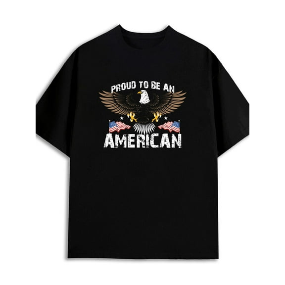 Proud American Eagle 180G 100% Cotton 180G 100% Cotton men's high quality 2025 retro black Classic Unisex Shirt Printed tshirts Fashion Unisex Shirt Crewneck tshirts new years gifts