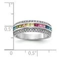 thumbnail image 5 of Prizma Sterling Silver Rhodium-plated Channel-Set Colorful and White CZ Ring, 5 of 6
