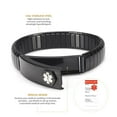 thumbnail image 2 of Wollet 7.0'' Stretch Black Medical Alert Bracelet for Women, Easy on Easy off, Stainless Steel ID Bangle Personalized, Width:0.5'' , NO BP/IV NEEDLES THIS ARM, 2 of 4