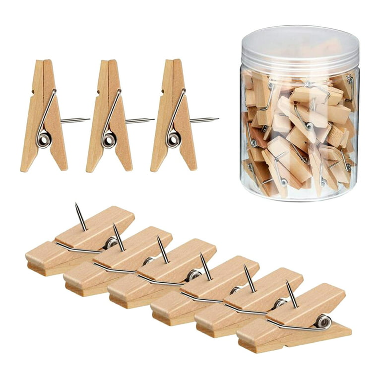 50 PCS Push Pin Clips, Wooden Push Pins for Cork Board, Teacher Supplies  for Classroom Decorative Thumb Tacks for Bulletin Board