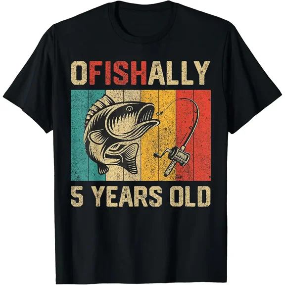 Ofishally 5 Years Old Funny Fishing Birthday Fisherman T-Shirt
