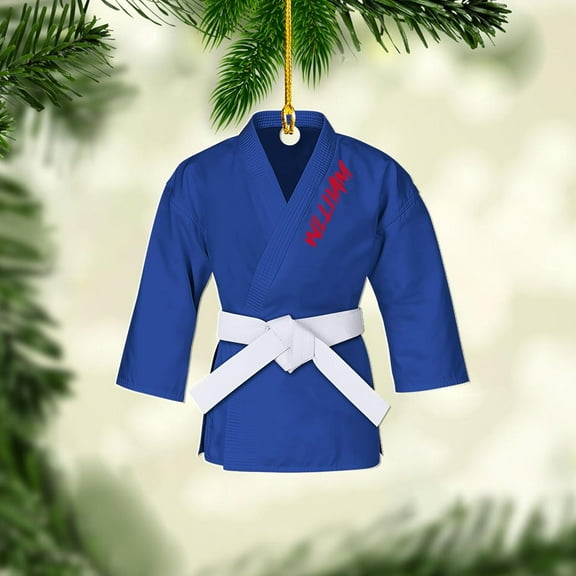 Personalized Karate Ornament Karate Uniform Ornaments Gifts for Karate Lovers Karate Gift Christmas Ornament 2025 Taekwondo Ornament Jiu Jitsu Ornament Gift for Karate (KRT7) - 3162 (White)