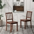 thumbnail image 2 of Costway Wood Dining Chair Set of 2 with Rubber Wood Legs Curved Backrest for Kitchen Brown, 2 of 10