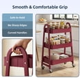 thumbnail image 4 of Gianna Utility Cart, Metal, 3‑Tier, Lockable Caster Wheels , 360° Rolling, Red, 4 of 6