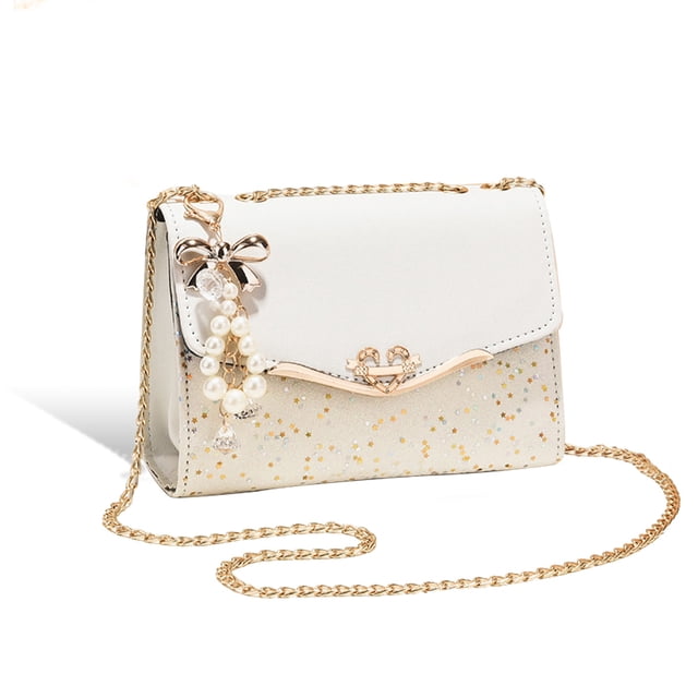 Mujeres Messenger Bolsa de lentejuelas Moda Single Hombro PU Cadena de cuero Correa Bolso Móvil Teléfono Móvil Flip Bolsos Bolsos Bolsos Blanco Tipo 2 Monstrate AP008901-07