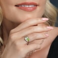 thumbnail image 4 of 925 Sterling Silver and 10K Yellow Gold White Simulated Opal Green Peridot and Lab Grown Diamond 2 Stone Engagement Ring for Women (1.09 Cttw, Round Cabochon 5MM, October Birthstone, Size 5), 4 of 4