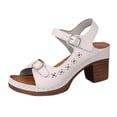 thumbnail image 6 of Rokment Women's Platform Heeled Dressy Sandals Summer Fashion Hollow out Leather Buckles Chunky Stackable High Heels Dress Sandals for Ladies C Size 8.5, 6 of 7