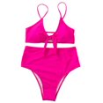 thumbnail image 4 of adviicd Womens High Waisted Bikini Set Tie Knot High Rise Two Piece Swimsuits Bathing Suits (Hot Pink,S), 4 of 7
