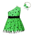 thumbnail image 5 of Kogui Unisex Caveman Fancy Sundress Halloween Theme Cosplay Outfit For Photo Shooting Party (Green, 9-10 Years), 5 of 8