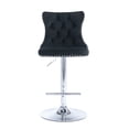 thumbnail image 6 of Tcbosik 2 Pack Counter Height Swivel Bar Stools, Velvet Upholstered Barstool with Button Tufted Back, 24.8"-33" Adjustable Pub Chair for Kitchen Island, Dining Room, Black & Silver, 6 of 11