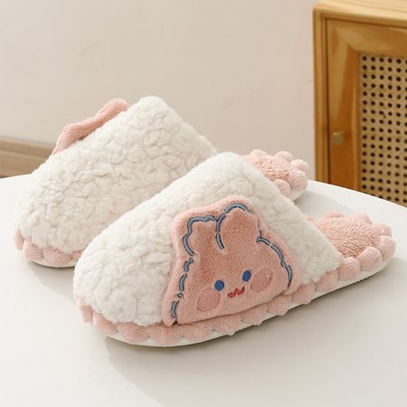 

〖Yilirongyumm〗 White 38-39 Slippers For Women Plush Warmth Bear Slippers For Women Winter Warm House Slippers