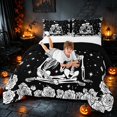 thumbnail image 3 of Homewish Halloween Couple Skeleton Full Size Comforter Sets, Gothic Rose Flower Bedding Comforter Set, Black White, Black Reversible, 3 Pieces 1 Comforter and 2 Pillowcases, 3 of 6