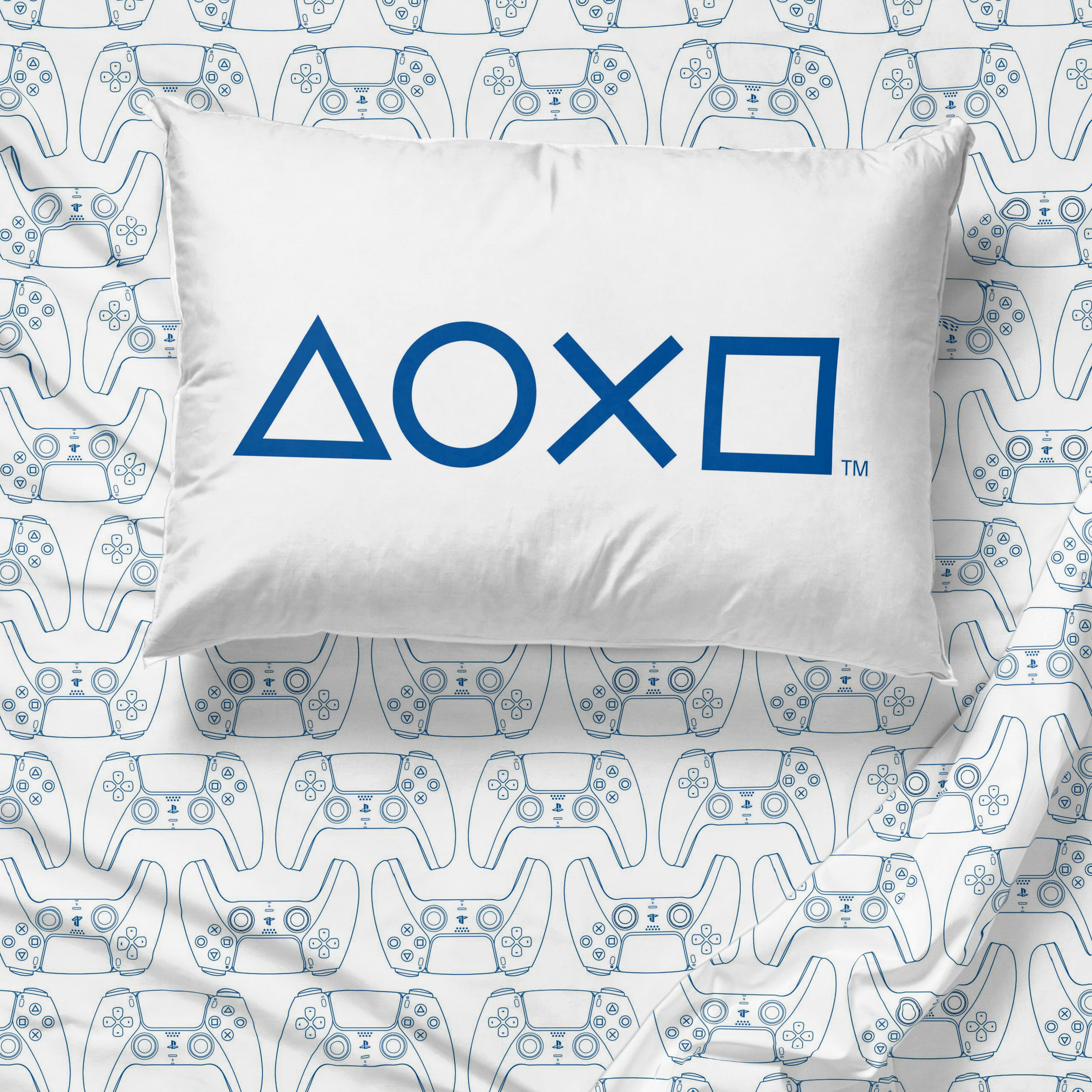 Sony PlayStation Blue & Black 7 Piece Full Bed Set w/ Sham , 100% Microfiber