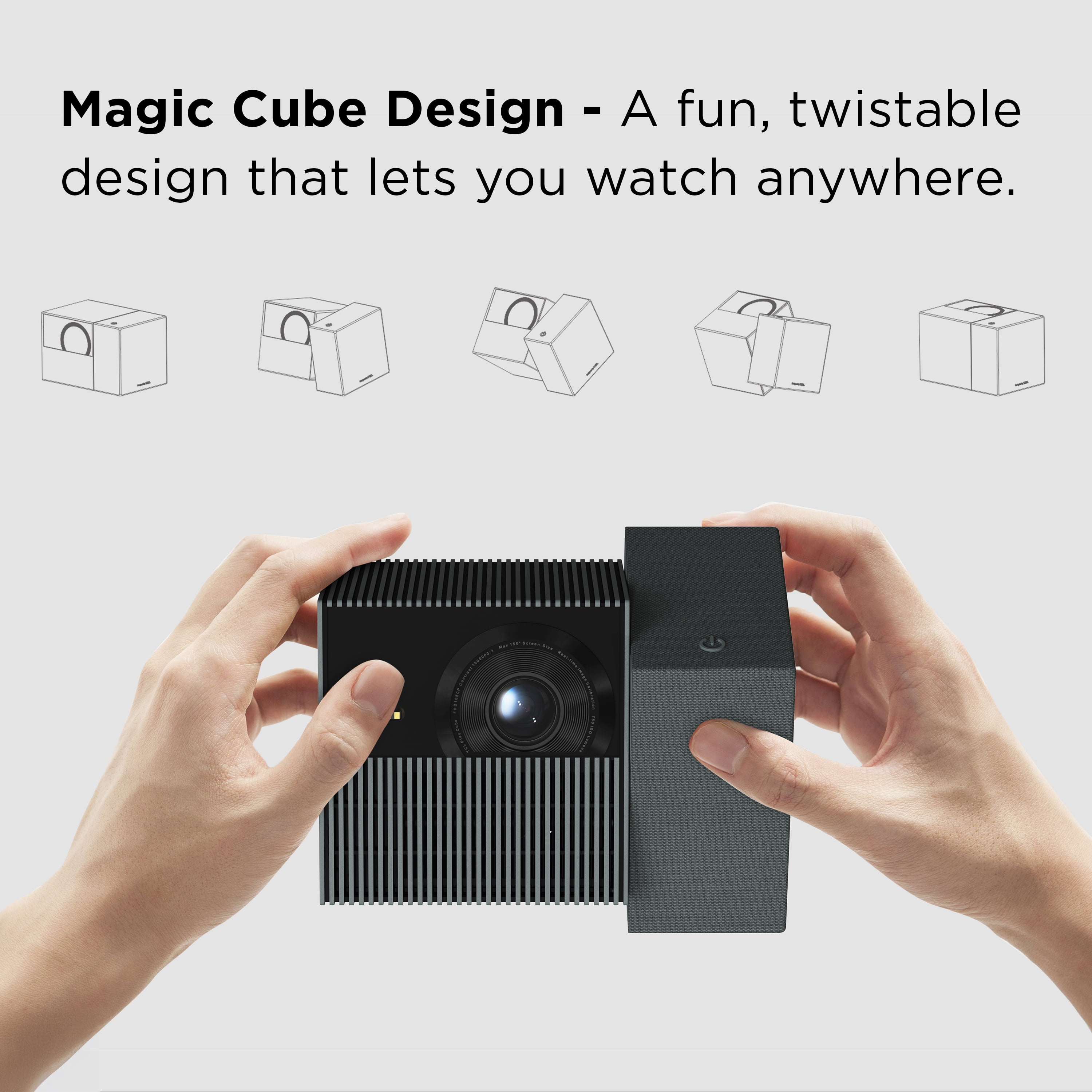TCL PlayClube 1080P Portable Smart Projector with Google TV (New) - Magic Cube Design with 2.5 Hr Battery, 750 ISO Lumens, Dolby Audio, Auto Focus, Auto Keystone, and up to 150” Screen Size - P30D8F