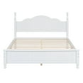 thumbnail image 3 of Queen Size Retro Style Wood Platform Bed, Bed Frame with Wooden Slat Support, Vintage Headboard, Retro Style Platform Bed No Box Spring Required, Easy Assembly, White, 3 of 8