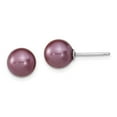 thumbnail image 2 of 925 Sterling Silver Rh-pl 8-9mm Plum/Wht Imitat Shell Pearl Post 3 Earring Set; for Adults and Teens; for Women and Men, 2 of 7