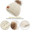 thumbnail image 4 of HESHENG Kids Girls Boys Pom Pom Hat Cap with Scarf Gloves Set Winter Warm Knitted Hat Christmas Gift for 1-5 Years Kids, Beige, 4 of 6
