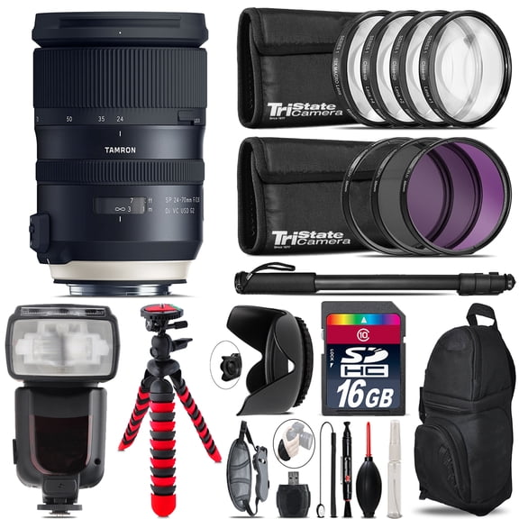 Tamron 24-70mm VC G2 for Nikon + Professional Flash & More - 16GB Accessory Kit