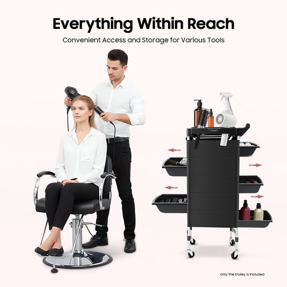 5-Drawer Rolling Barber Beauty Salon Cabinet Trolley Stylist Station Equipment