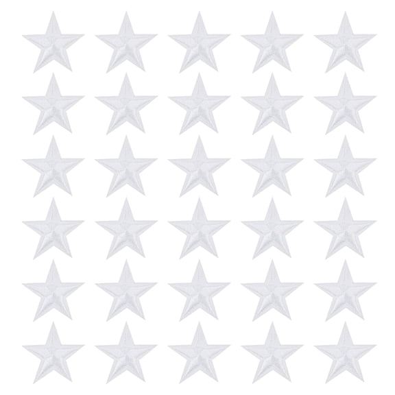 Uxcell Star Iron-on Patches, 30 Pcs Sew on Star Embroidered Patches Appliques Embellishments for Clothing Jackets Hat Backpack Repairing Decorations, White, 1" x 1"