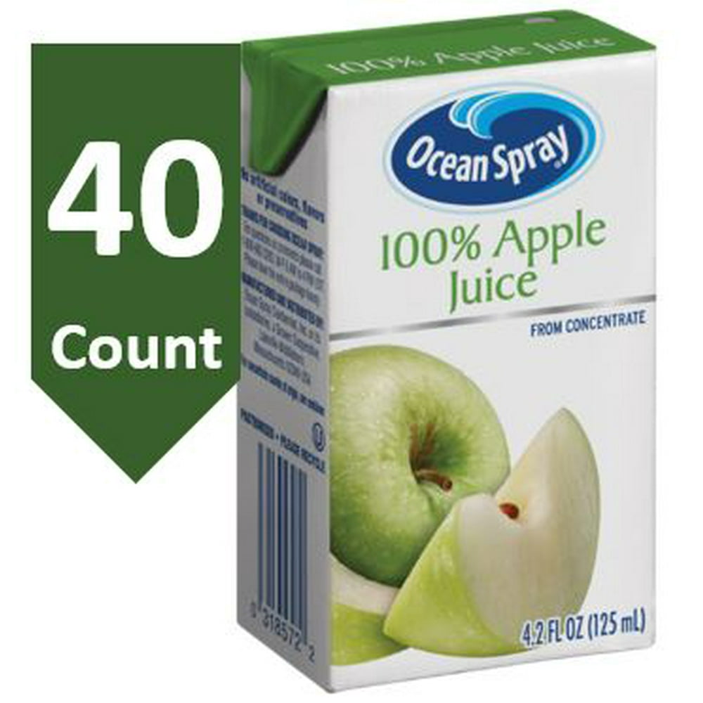 Ocean Spray 100 Apple Juice, 4.23 Fl Oz drink box Snack Pack Size, 40 Count