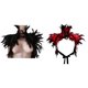 thumbnail image 1 of 2 Chal de Plumas Naturales para Mujer, Bufanda de Fiesta de Halloween, Cuello Gótico, 1 of 9