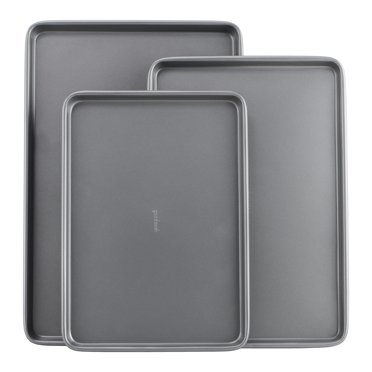 GoodCook Everyday Nonstick Steel 3pc Baking Sheet Set, 11" x 17", 15" x 10", 9" x 13", Gray
