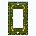 thumbnail image 5 of Metal Light Switch Plate Cover Elegant Starry Night Yellow Leaf Damask Green Frame FRA023, 5 of 13