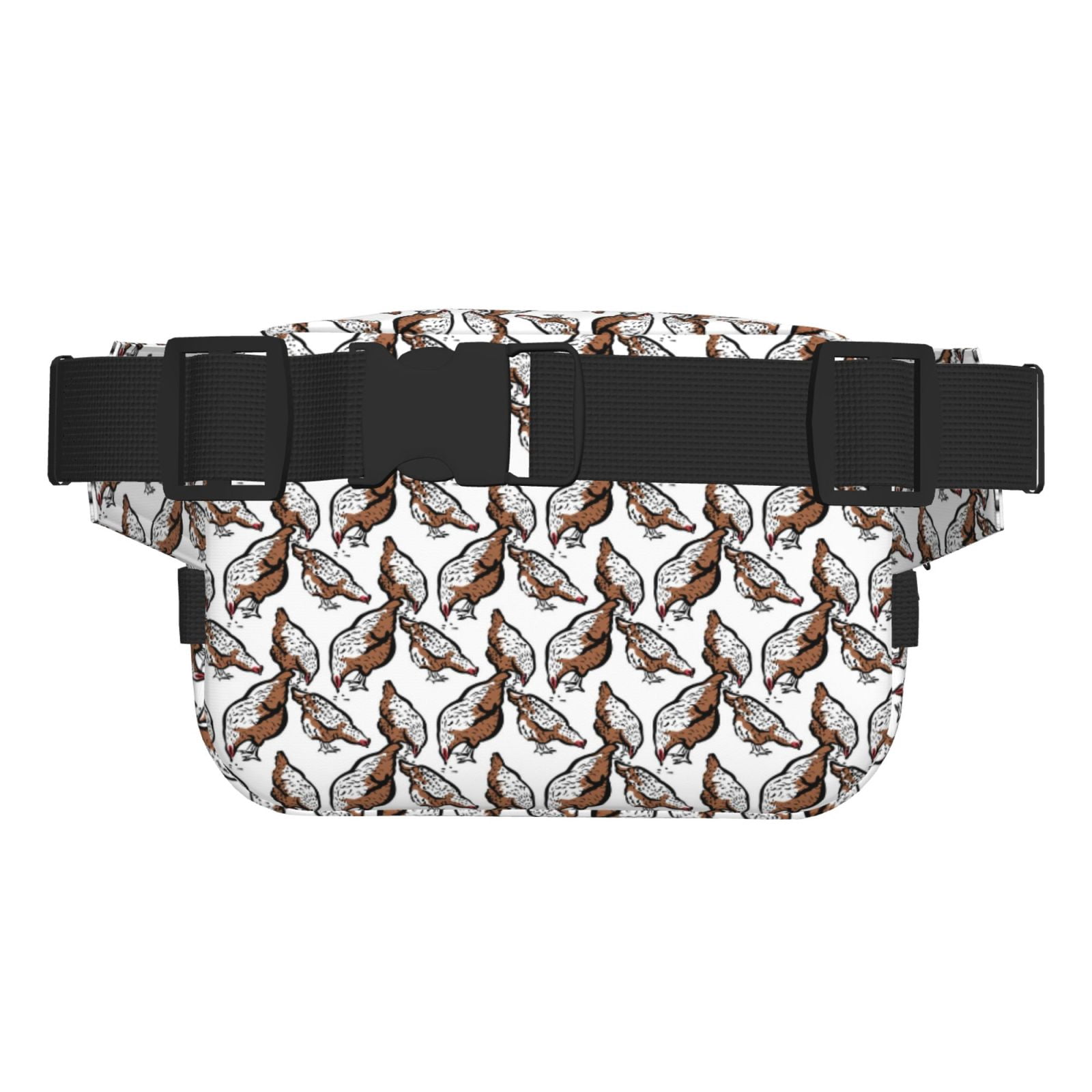 Picia Chickens Peck Grain Print Square Double-Layer Waist Bag Mini Adjustable Waist Belt Bag Exercise Running Travel Hiking