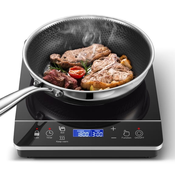 Portable Induction Cooktop 1800W, 20 Modes, 3H Timer, Touch Control, Child Lock, Auto Shut-off, ETL Certified