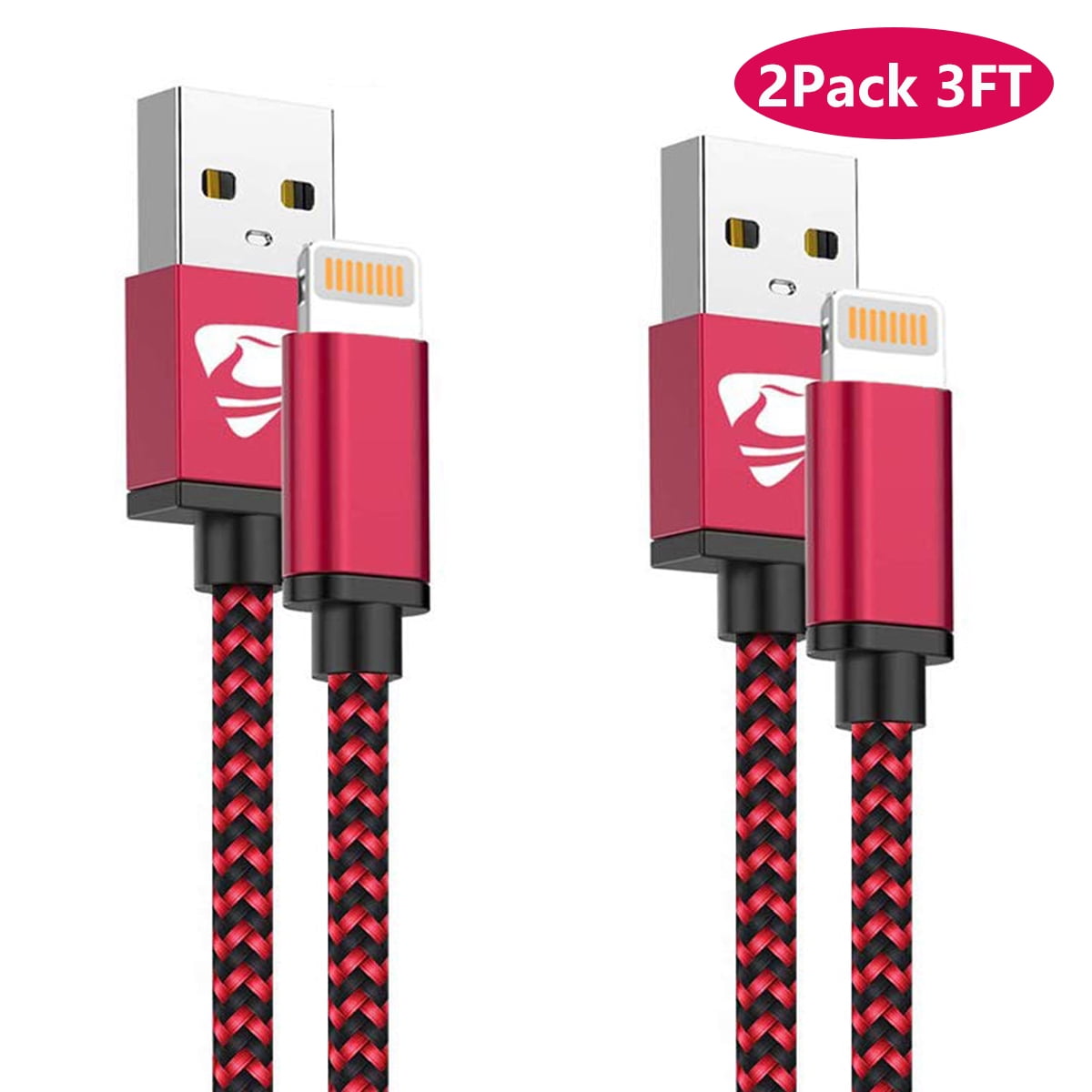 Aioneus iPhone Charger Cord (2 Pack 3FT), iPhone Charger Cable Nylon