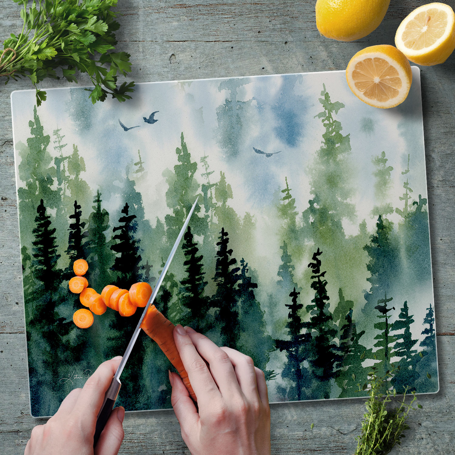 CounterArt Tree Line 3mm Tempered Glass Cutting Board 15" x 12"