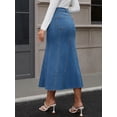 thumbnail image 4 of DARING DIVA Women's Fishtail Jean Stretchy Midi Denim Skirts Large Blue, 4 of 7