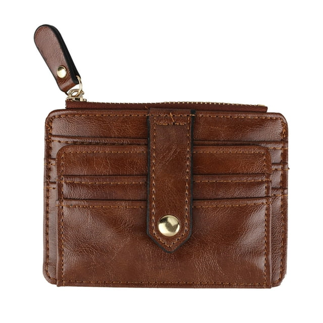 Carteras pequeñas para mujer, tarjetero plegable delgado, bolsillo minimalista con cremallera