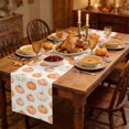 thumbnail image 2 of Orange White Pumpkin Table Runner - 48 Inch Long Fall Thanksgiving Harvest Country Cotton and Linen Blended Dress Scarves Farmhouse Table Runner for Kitchen Dining, Coffee Table, 13" x 48", 2 of 8