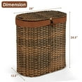 thumbnail image 2 of Gymax Handwoven Laundry Hamper Laundry Basket w/2 Removable Liner Bags Brown, 2 of 10