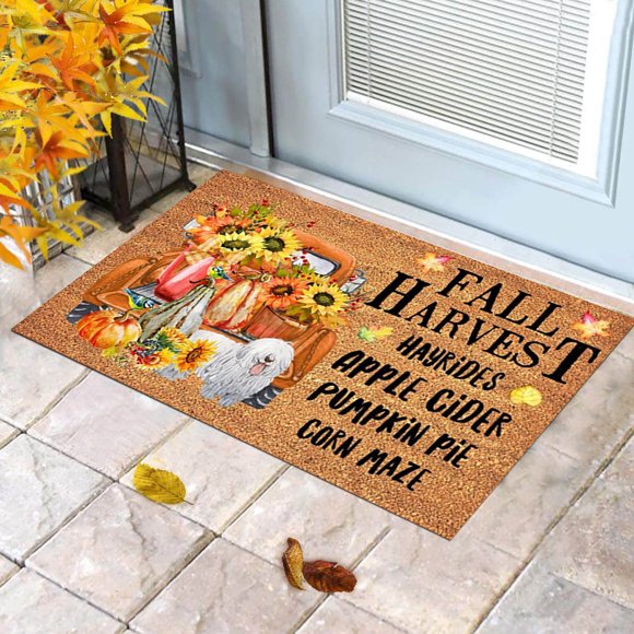Pamqxs Thanksgiving Decorations,Fall Decorations For Home,Fall Thanksgiving Decorative Door Mat Farmhouse Happy Fall Yall Doormat Autumn Buffalo Plaid Doormats Non Slip Fall Indoor Floor Mat Low Pro