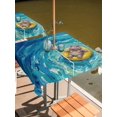 thumbnail image 2 of Outdoor Tablecloth with Umbrella Hole for Patio/Picnic/Party/Camping, Summer Hippo Waterproof Table Cloth Square Cover Washable, Blue Ocean Oil Painting Swimming Ring (60"x 60"), 2 of 8