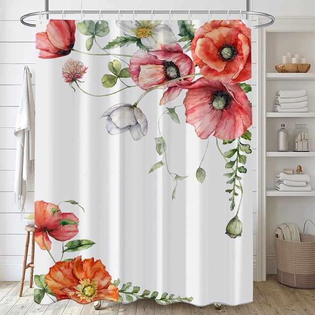 Flmtop Rideau de Douche Feuille Verte Feuille de Bananier Palmier Botanique Doublure de Rideau de Douche Rideaux de Douche Lavables à la Machine Installation Facile Rideaux de Douche de Bain avec Crochets pour Maison Salle de Bain Appartements Dortoirs