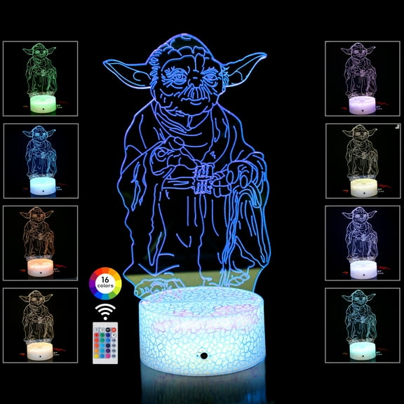 Baby Yoda 3D Night Light Illusion Light Best Gift Idea for Friends, Kids, & Family-Cool Home Kids Bedroom Decor Sleep Helper with Touch Sensor 16 Color Mode