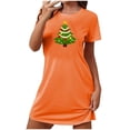 thumbnail image 2 of Camisón corto navideño para mujer, talla grande, cuello redondo, manga corta, estampado en el pecho, vestido de noche para mujer, 2 of 3