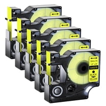 GREENCYCLE 5PK Compatible for DYMO D1 Label Tape 45018 12mm Black on Yellow for LabelManager 160 210D 260P 280 360D 420P 450Duo Wireless PnP Colorpop