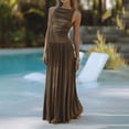 thumbnail image 6 of ZOELNIC Womens Sleeveless Maxi Long Dress Summer Crew Neck Ruched Pleated Flowy Dress, XL, 6 of 8