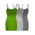 thumbnail image 2 of ShezPretty 3-Pack - Women's Basic Cami with Adjustable Spaghetti Straps Tank Top (2XLarge, Yellow Green/H.Grey/Charcoal Grey), 2 of 7