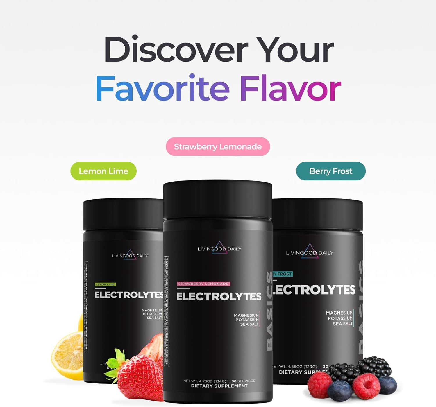 Livingood Daily Electrolytes Powder, Electrolytes Hydration Drink Mix With Vitamin C, Magnesium, Taurine & Sea Salt, Electrolyte Supplement For Energy & Hydration, Keto, Strawberry Lemonade, 30 Srvgs