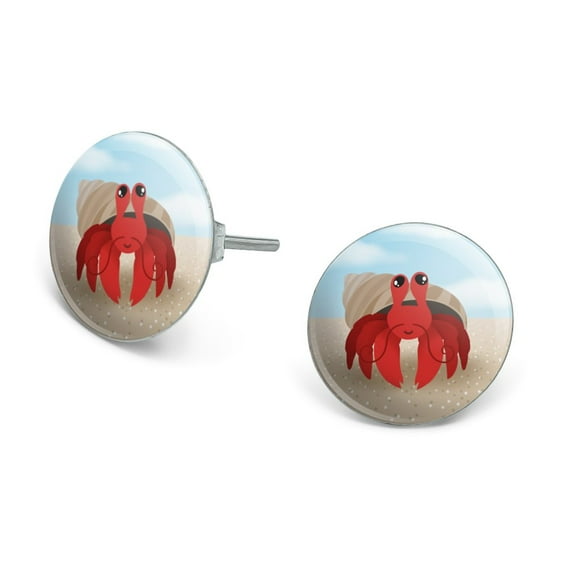 Sweet Hermit Crab Novelty Silver Plated Stud Earrings