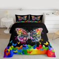 thumbnail image 2 of Homewish Diamond Butterfly Printed Queen Comforter Set,Watercolor Splash Ink Bedding Sets,Painting Artistic Bedding Comforter Set For Girl Kids,Luxury Bedroom Decor,3 Pieces, 2 of 8