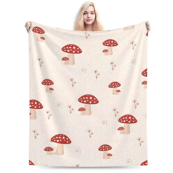 Mushroom Blanket for Girl Women Soft Warm Red Mushroom Stuff Decor Fleece Throw Blanket Plush Cozy Mushroom Lightweight Flannel Gifts Blankets for Adults 50x40