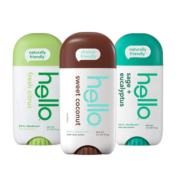 Paquete variado de desodorantes hello para mujeres y hombres, 75 ml, paquete de 3