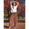 thumbnail image 6 of Women'S Corduroy Pants Baggy Wide Leg Pants Casual Elastic Waisted Palazzo Harem Pants with Pockets Brown M, 6 of 8